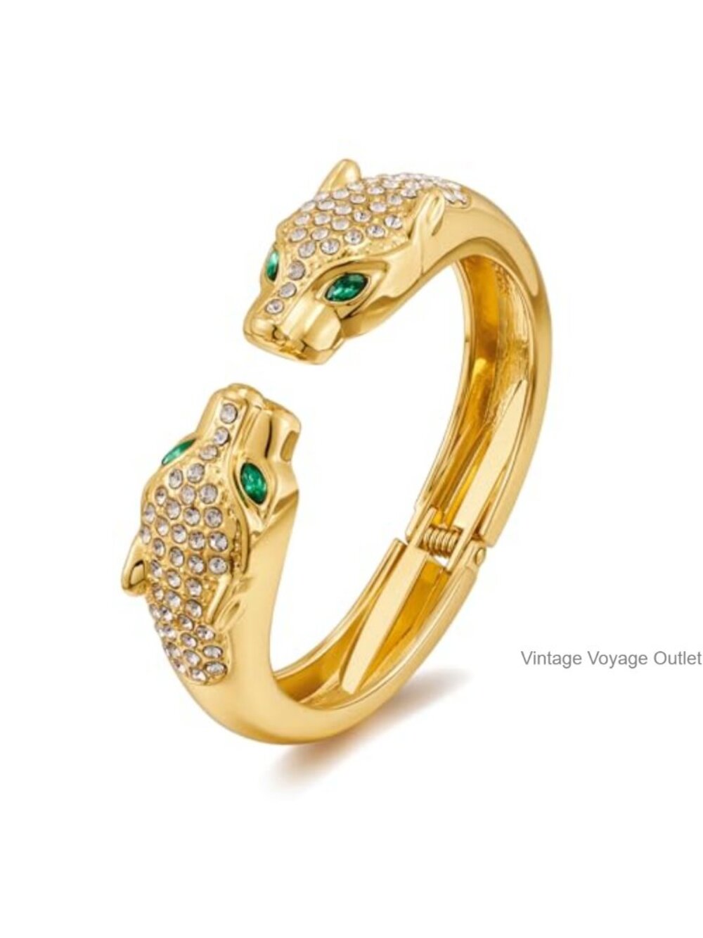 Gold Plated Crystal Leopard Cuff Bracelet Chunky Statement